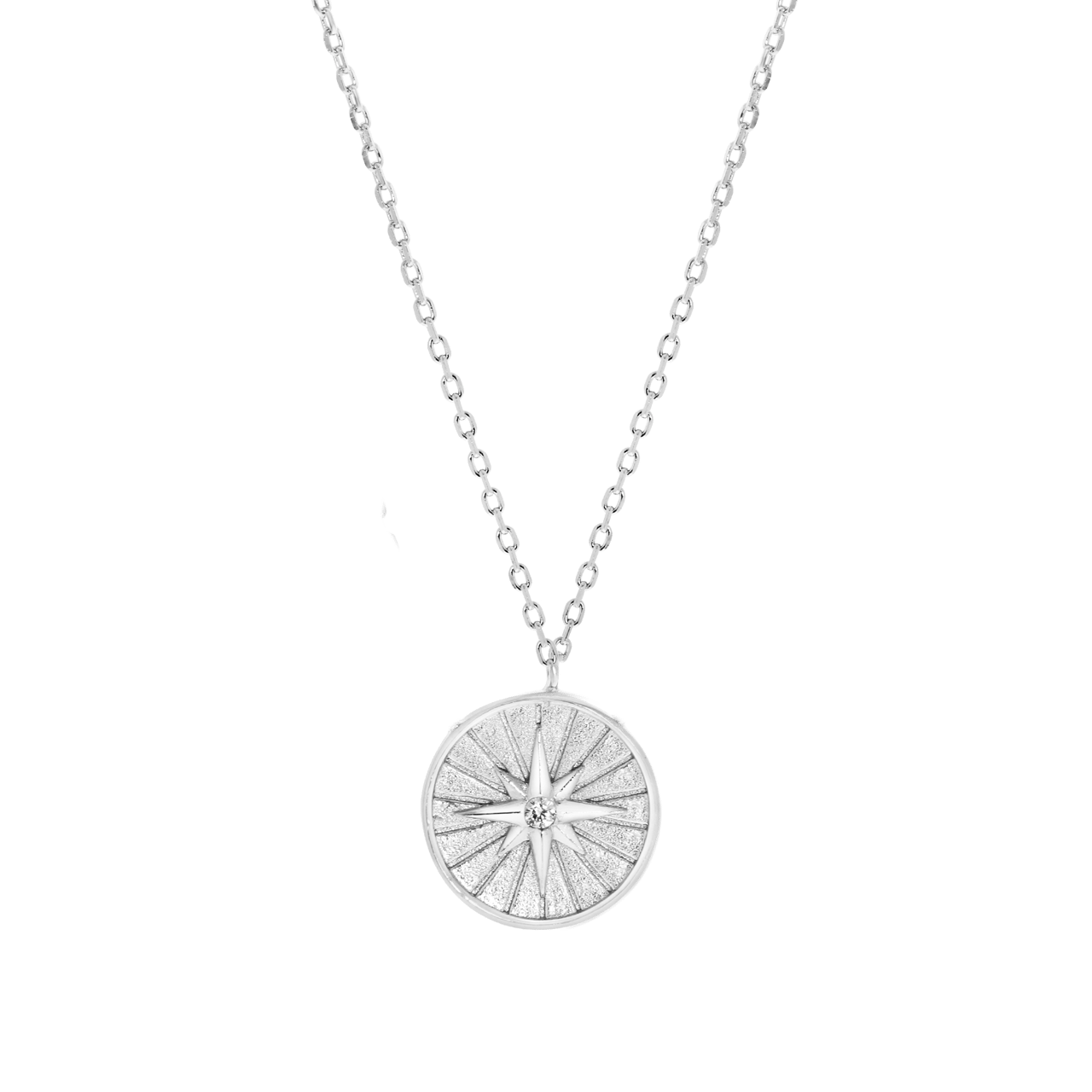 Zilveren ketting&hanger disc/galaxy ster zirkonia