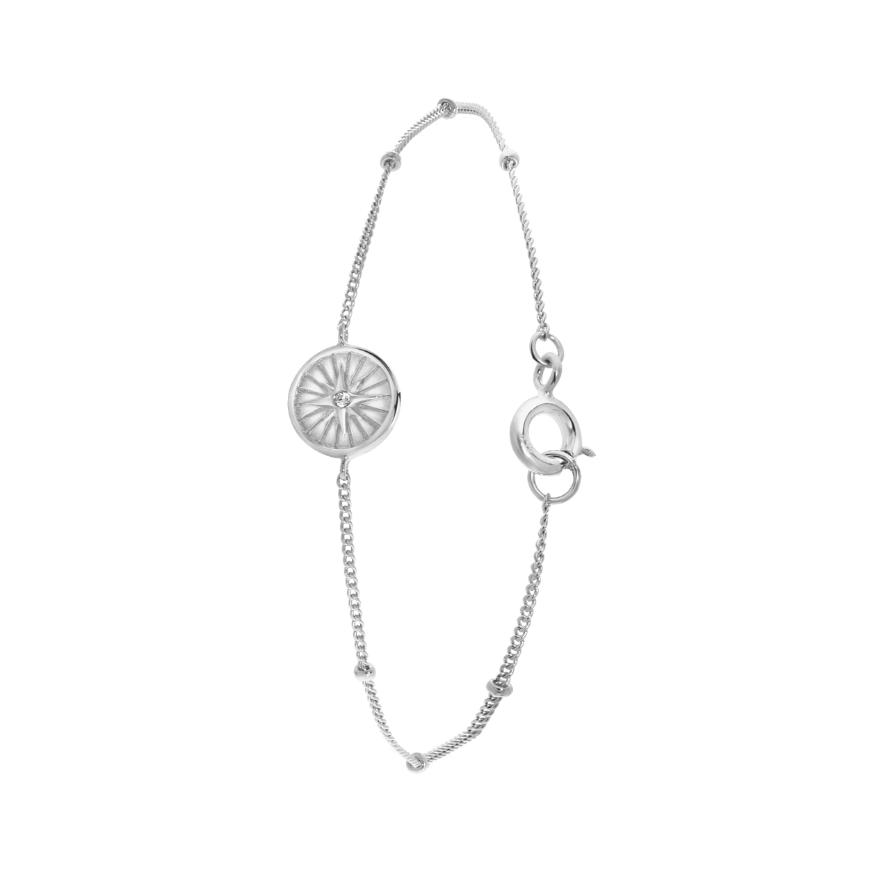 Zilveren armband disc/galaxy ster met zirkonia