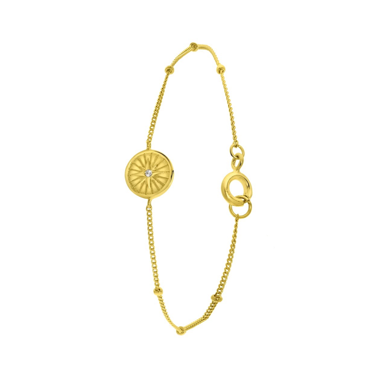Zilveren armband gold disc/galaxy ster zirkonia