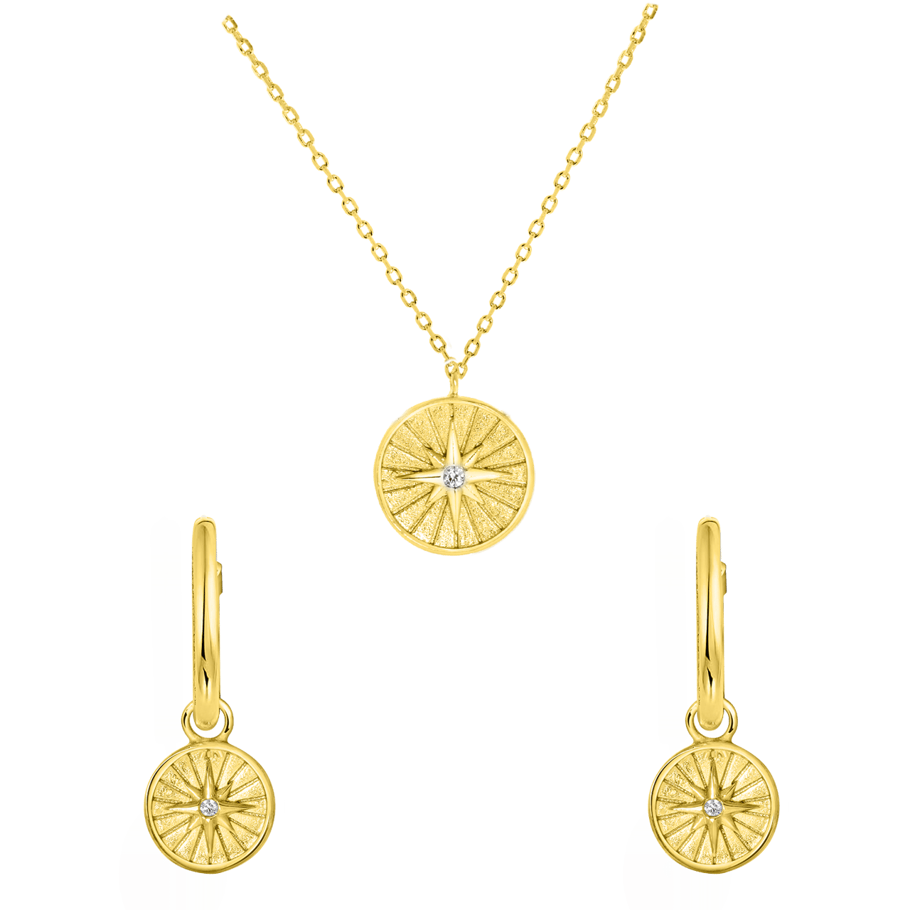 Zilveren goldplated sieradenset ster voor dames