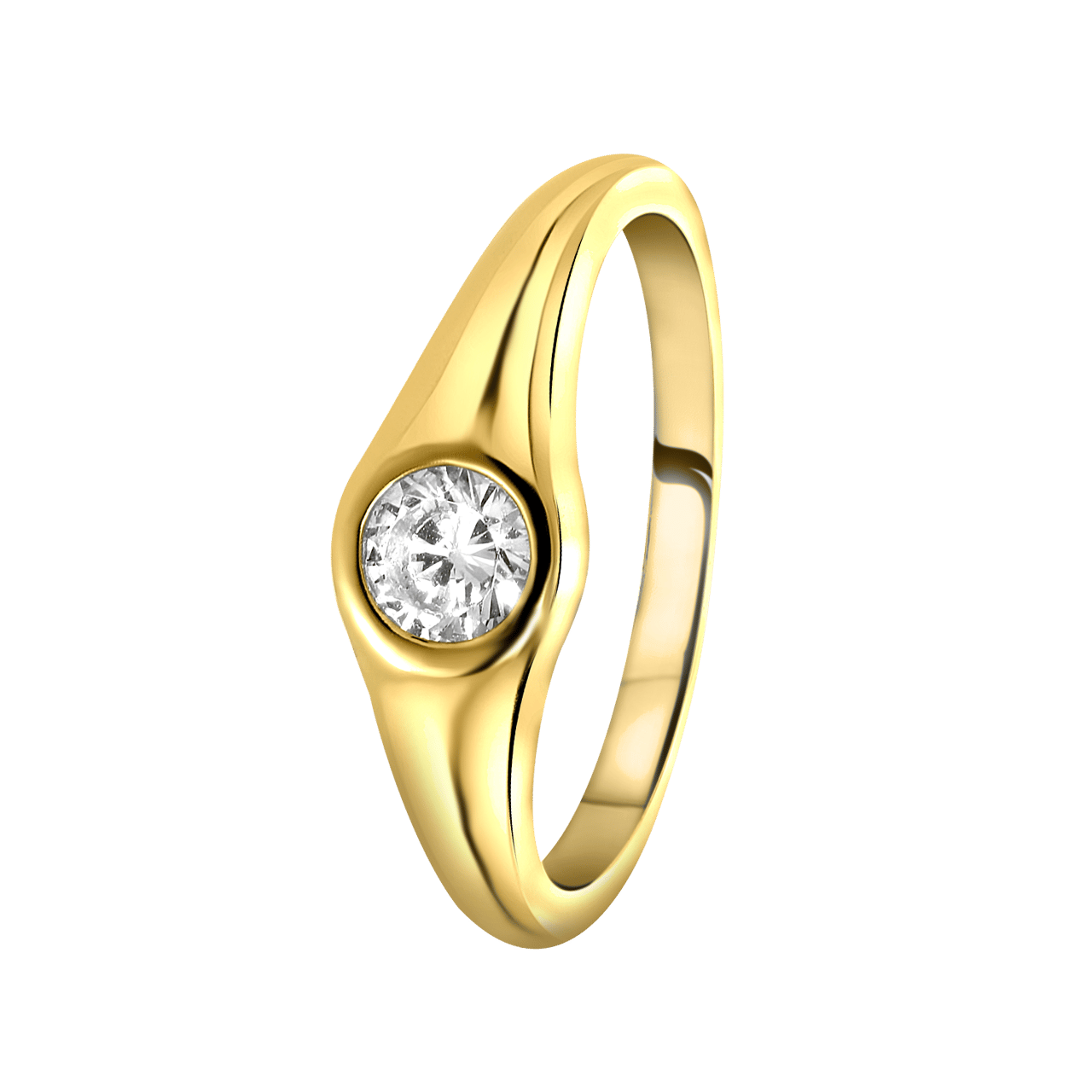Zilveren goldplated ring met zirkonia voor dames