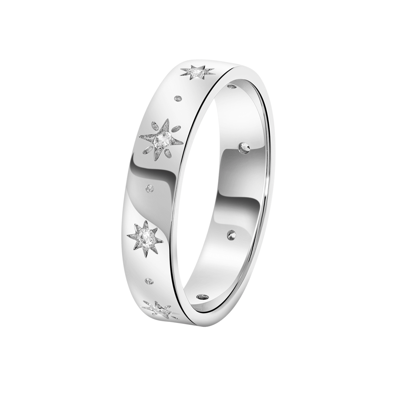 Ring aus 925 Silber, Sterne der Galaxis mit Zirkonia