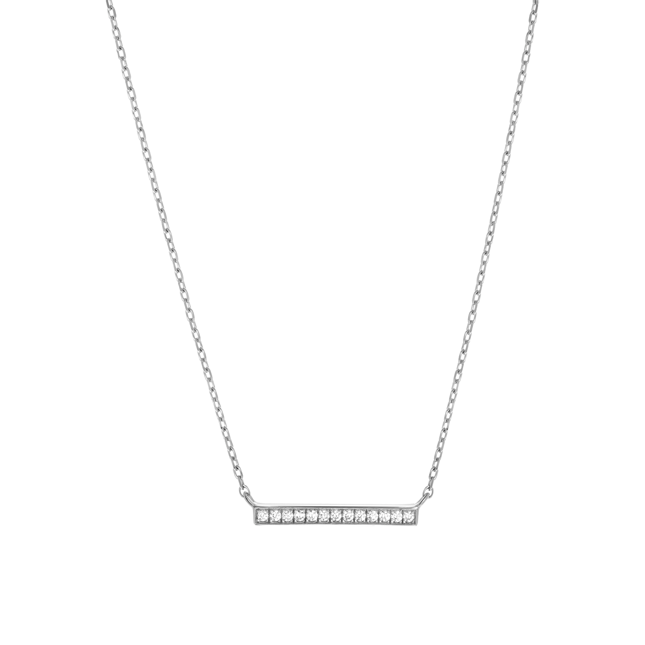 Zilveren ketting&hanger bar met zirkonia