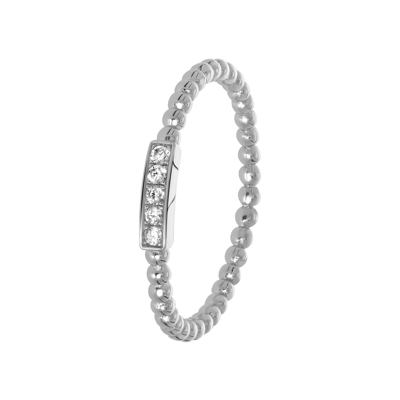 Zilveren ring bolletjes/bar met zirkonia