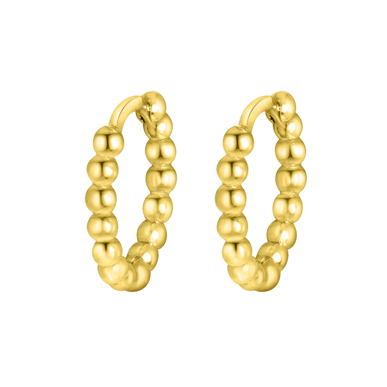 Zilveren goldplated oorringen met bolletjes voor dames