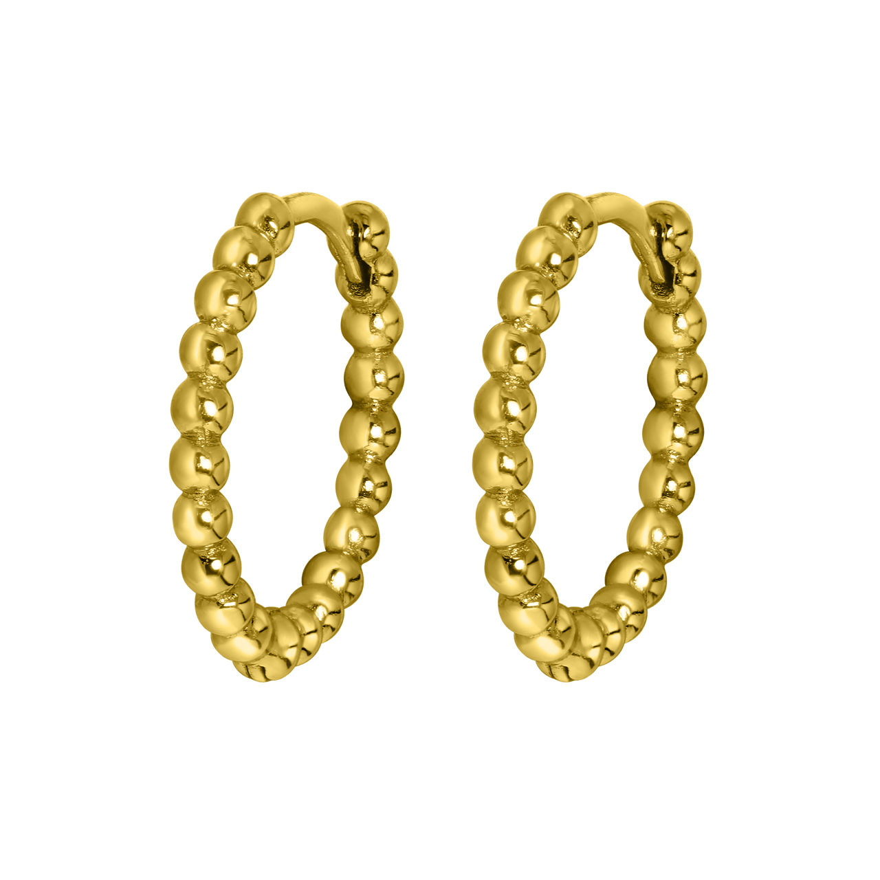 Zilveren oorbellen goldplated bolletjes 15mm