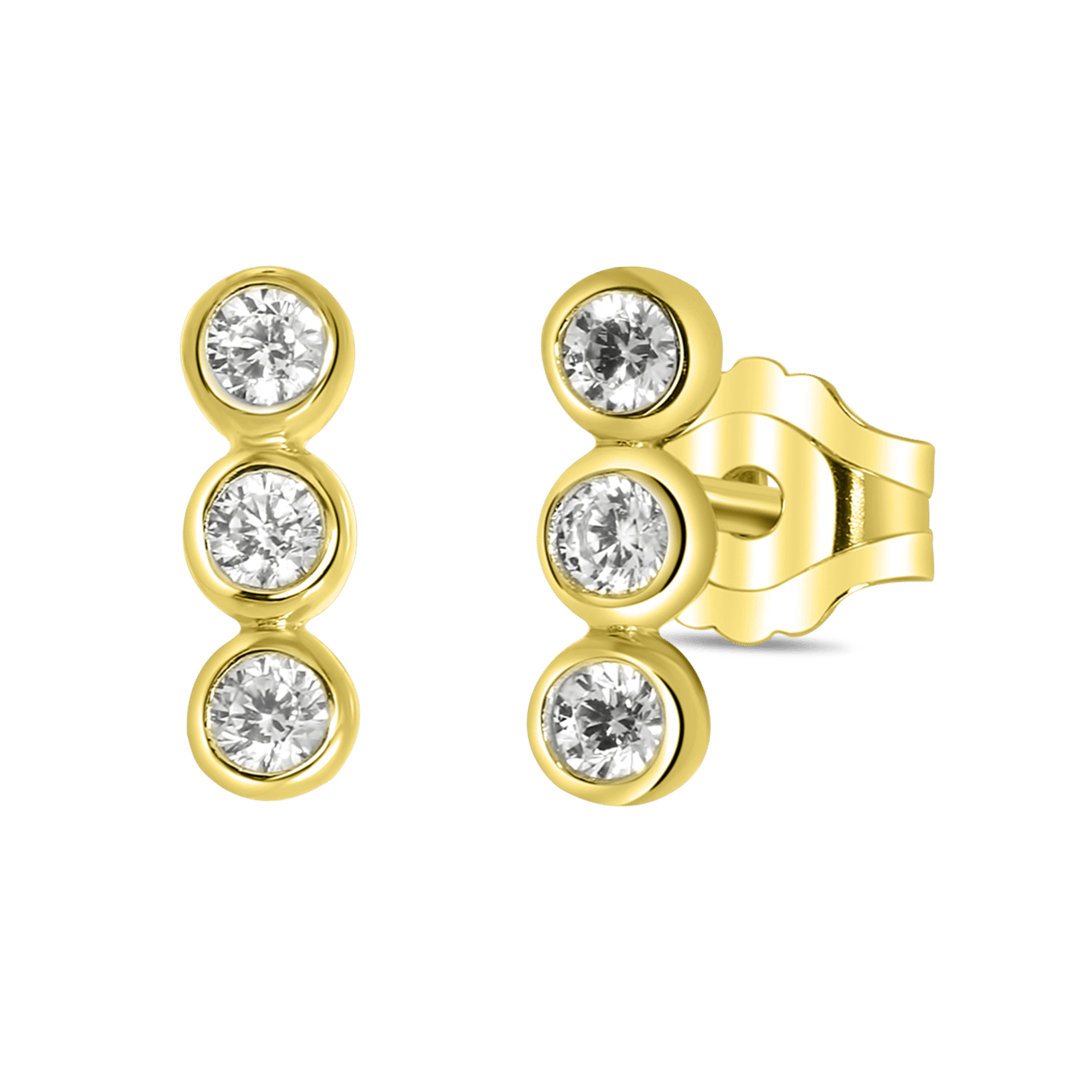 Zilveren oorbellen goldplated met zirkonia