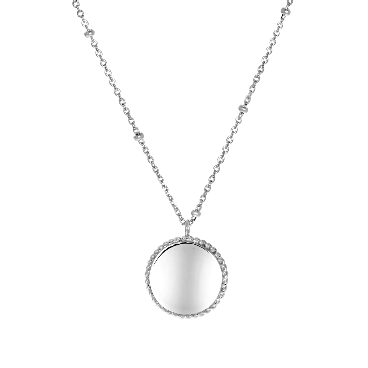 Zilveren ketting&hanger graveerdisc