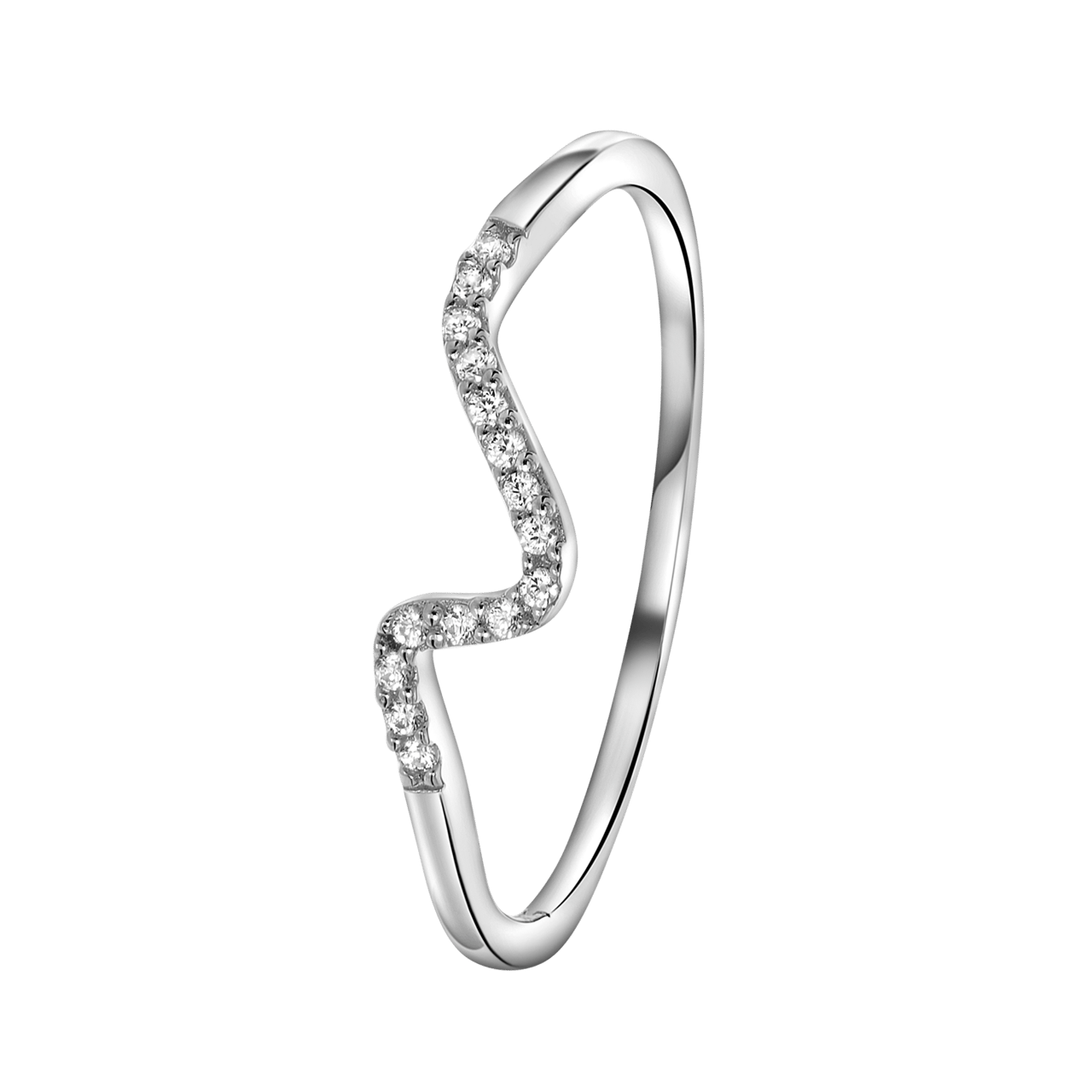 Zilveren ring golf met zirkonia