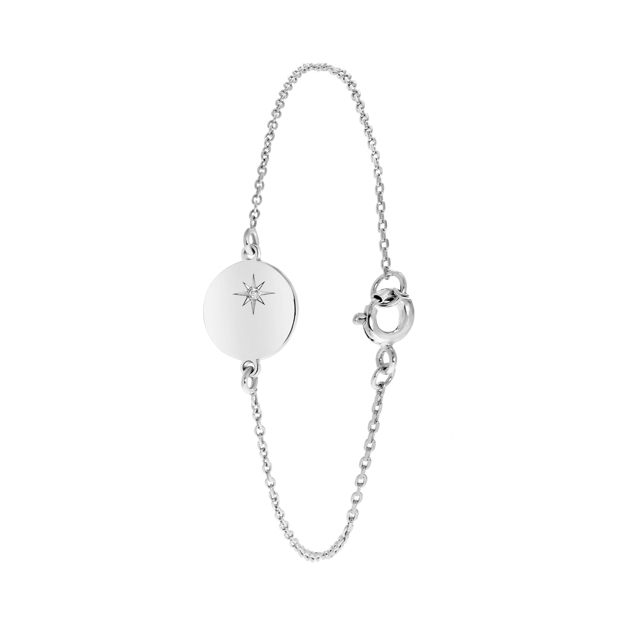Zilveren armband disc galaxy ster met zirkonia