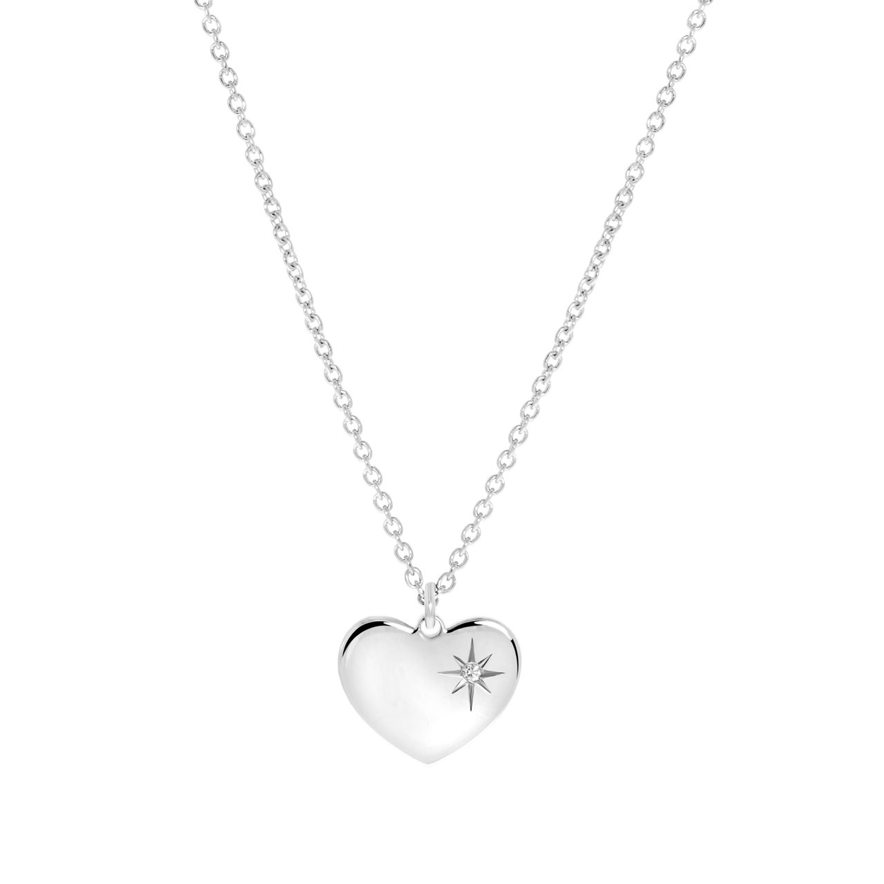 Zilveren ketting hart galaxy ster met zirkonia