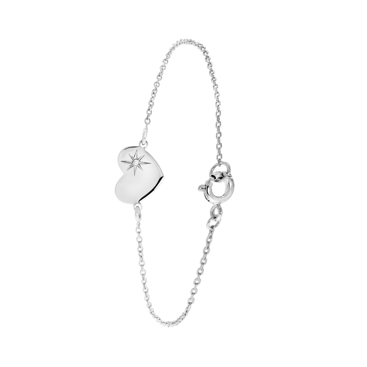 Armband aus 925 Silber, Herz, Stern der Galaxis mit Zirkonia