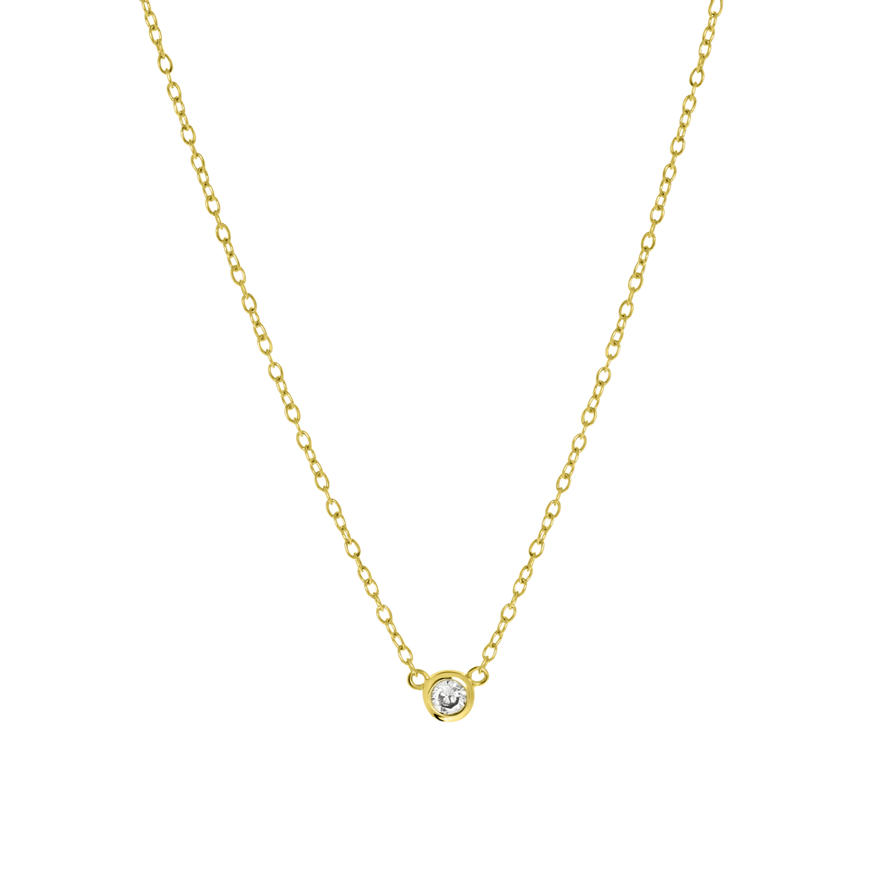 Kette und Anhänger aus 925 Silber, vergoldet, mit Zirkonia