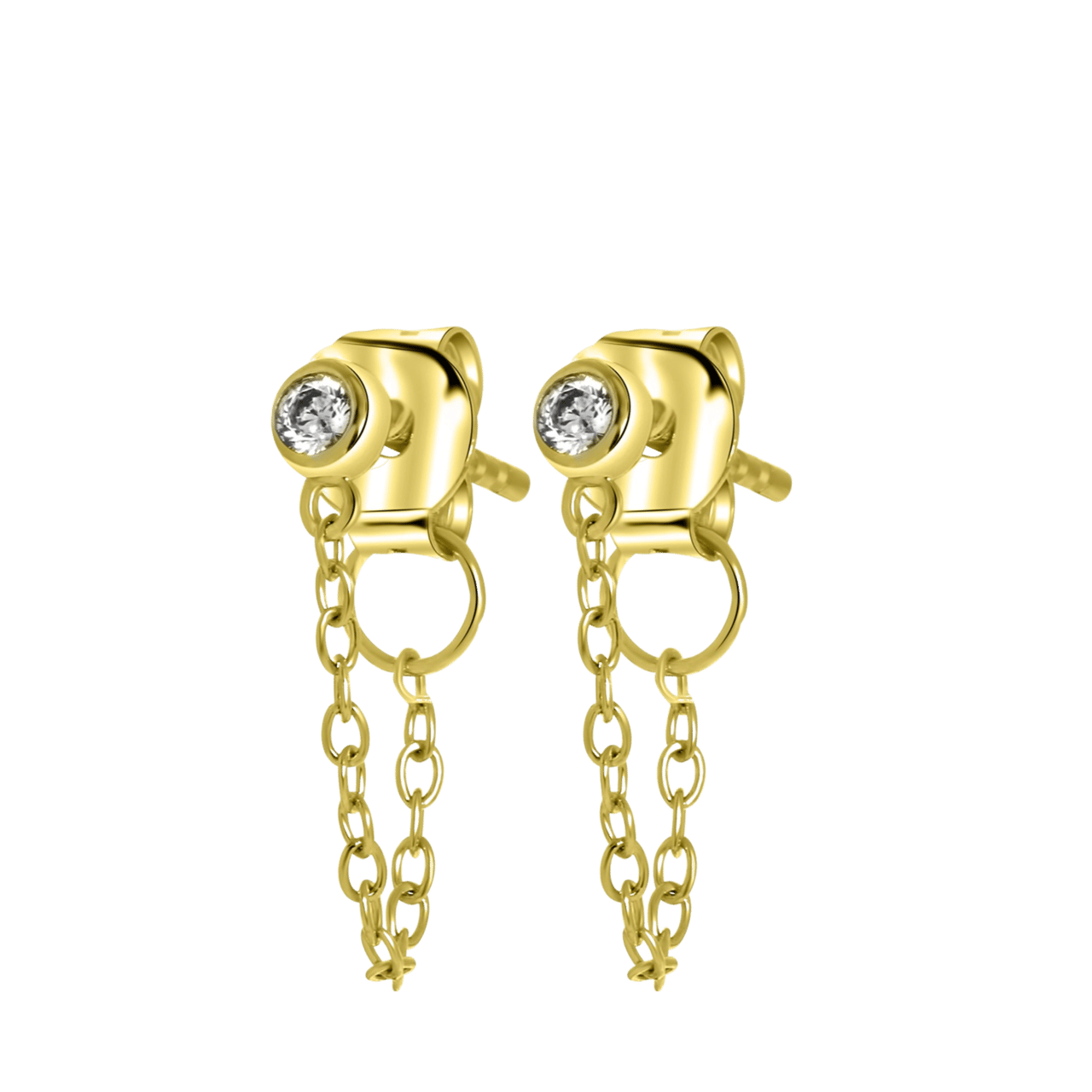 Zilveren goldplated oorknoppen met zirkonia voor dames