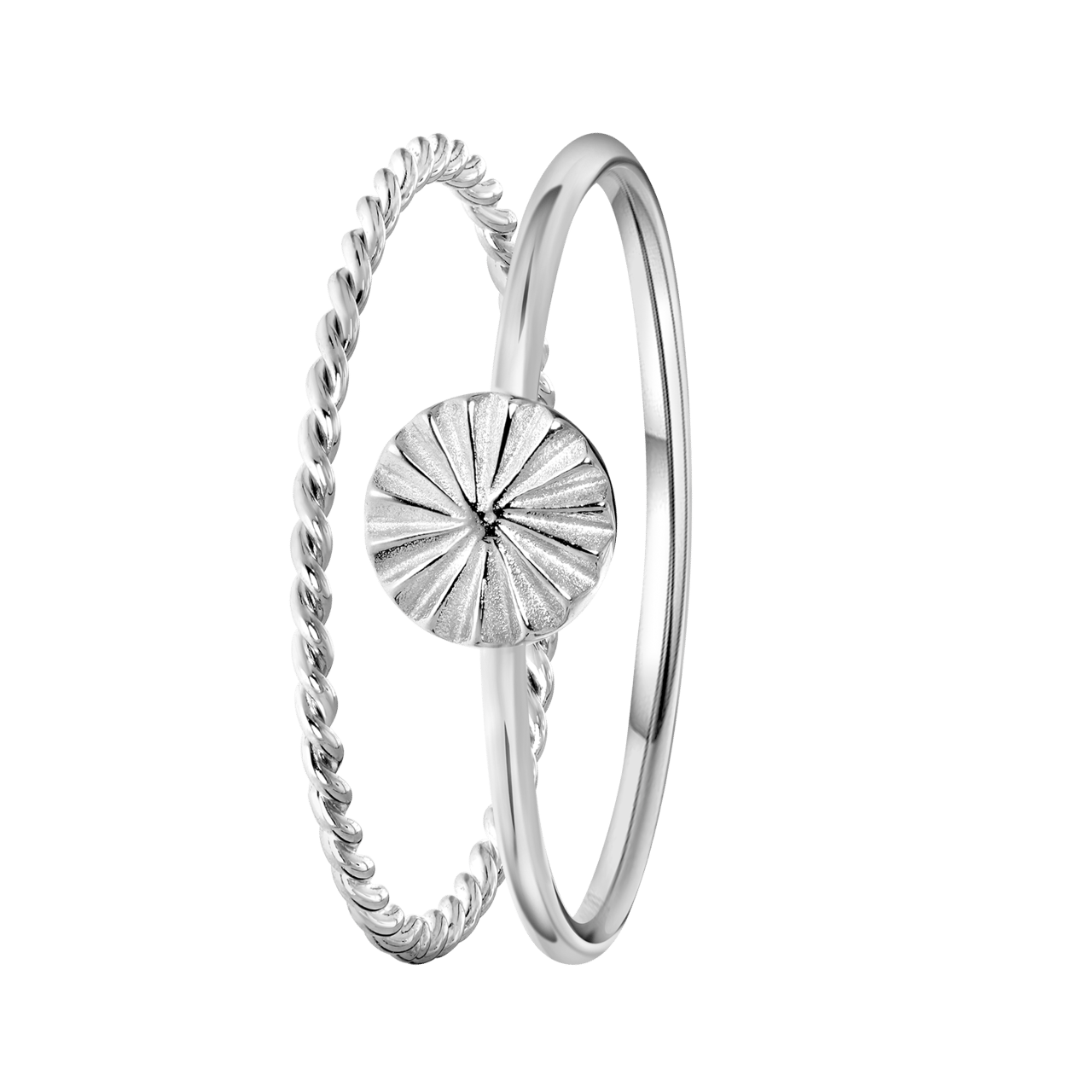 Zilveren ring 2delig disc/twist