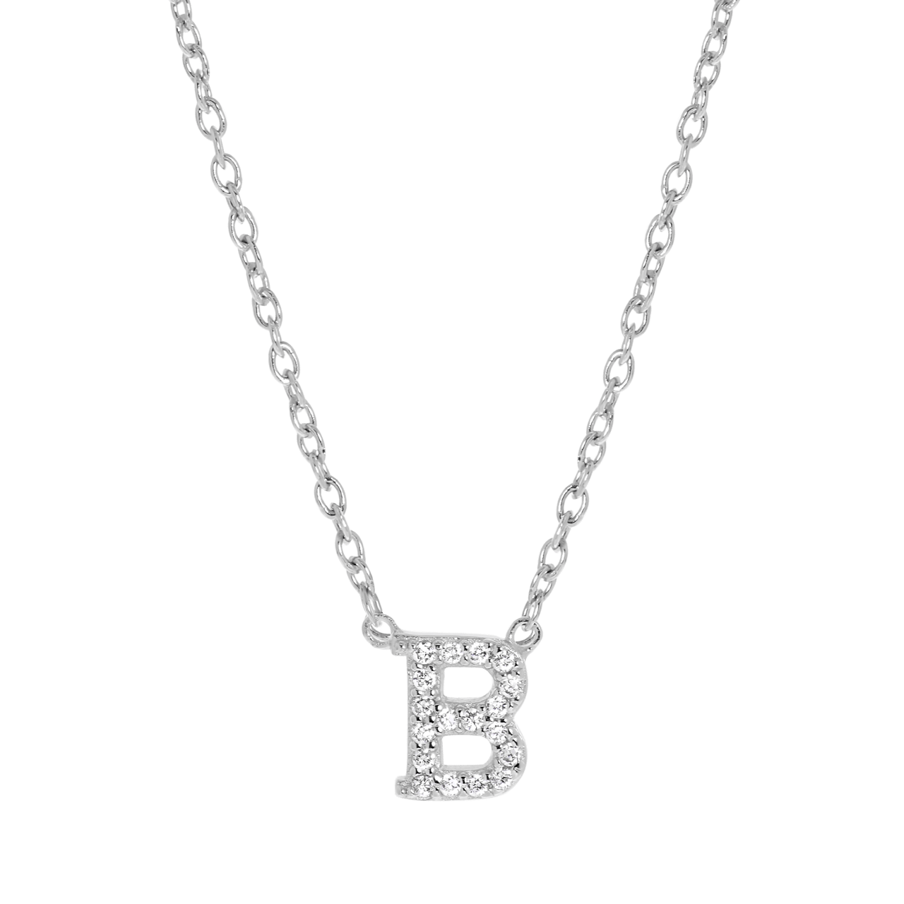 Kette & Anhänger, 925 Silber, Buchstabe mit Zirkonia