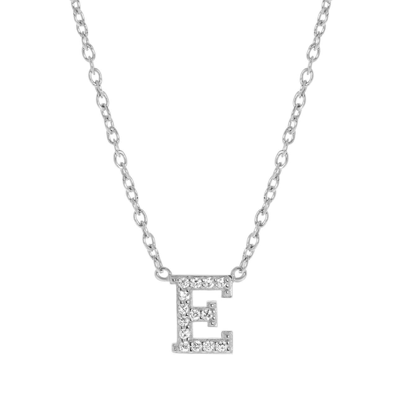 Zilveren ketting&hanger alfabet met zirkonia voor dames