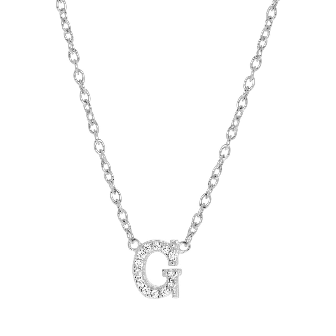 Zilveren ketting&hanger alfabet met zirkonia voor dames