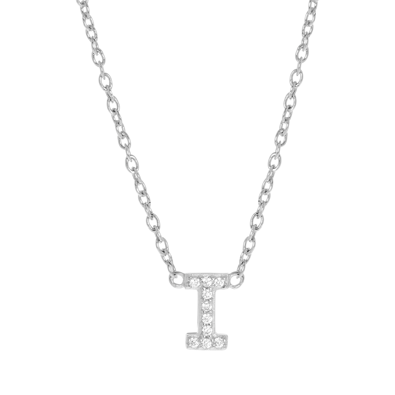 Zilveren ketting&hanger alfabet met zirkonia voor dames