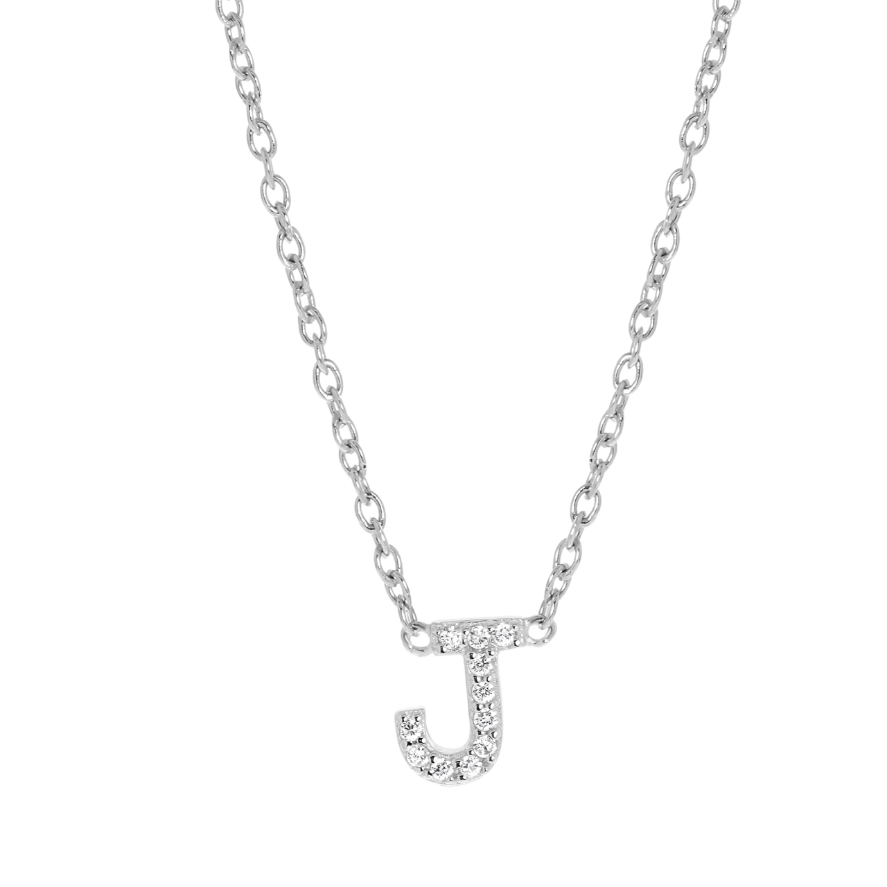 Zilveren ketting&hanger alfabet met zirkonia voor dames