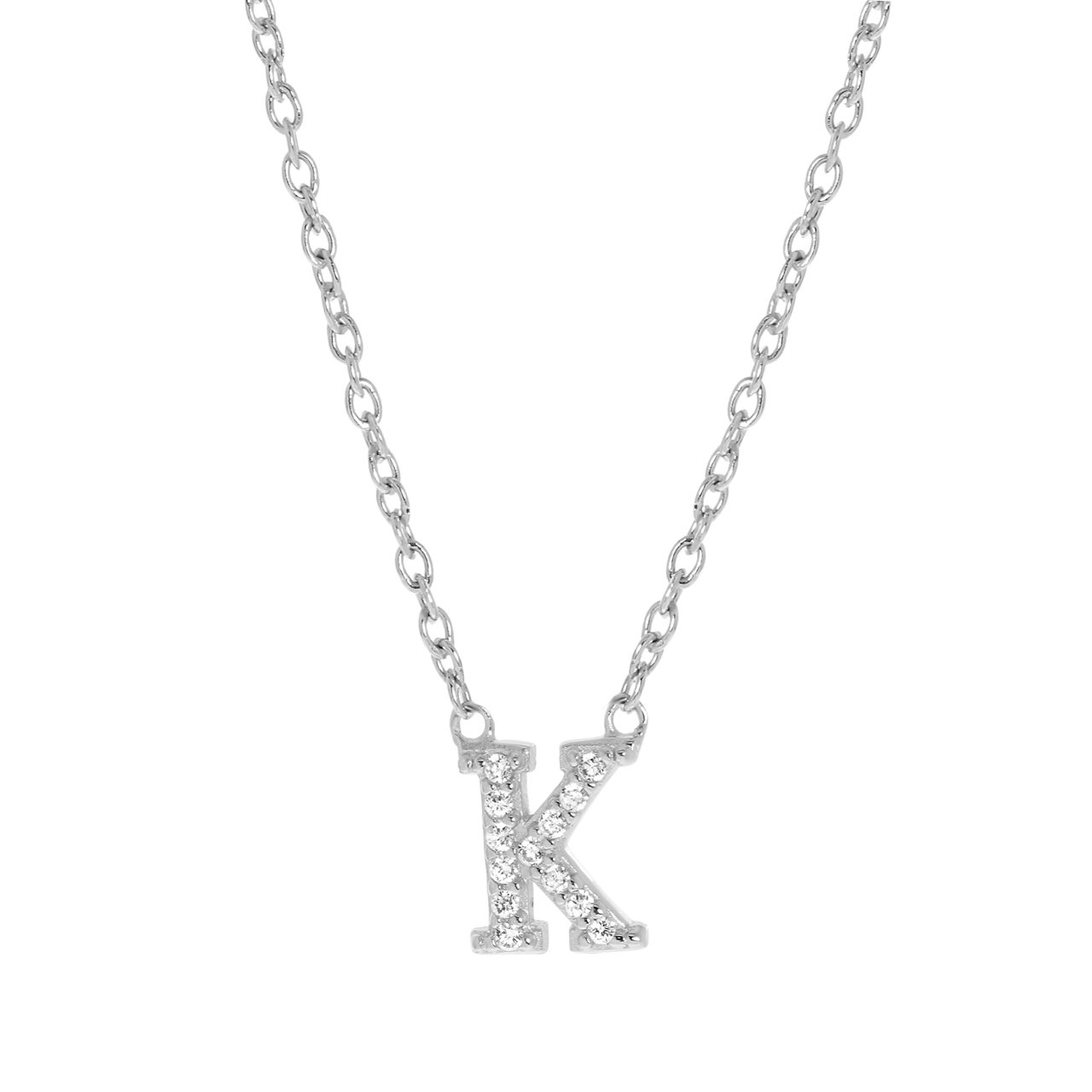 Kette & Anhänger, 925 Silber, Buchstabe mit Zirkonia