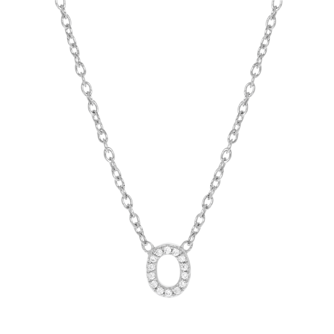 Zilveren ketting&hanger alfabet met zirkonia voor dames
