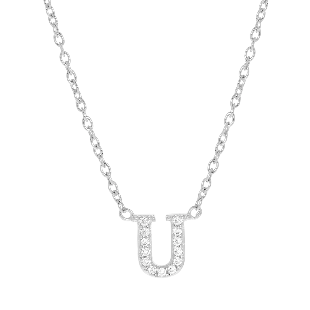 Zilveren ketting&hanger alfabet met zirkonia voor dames