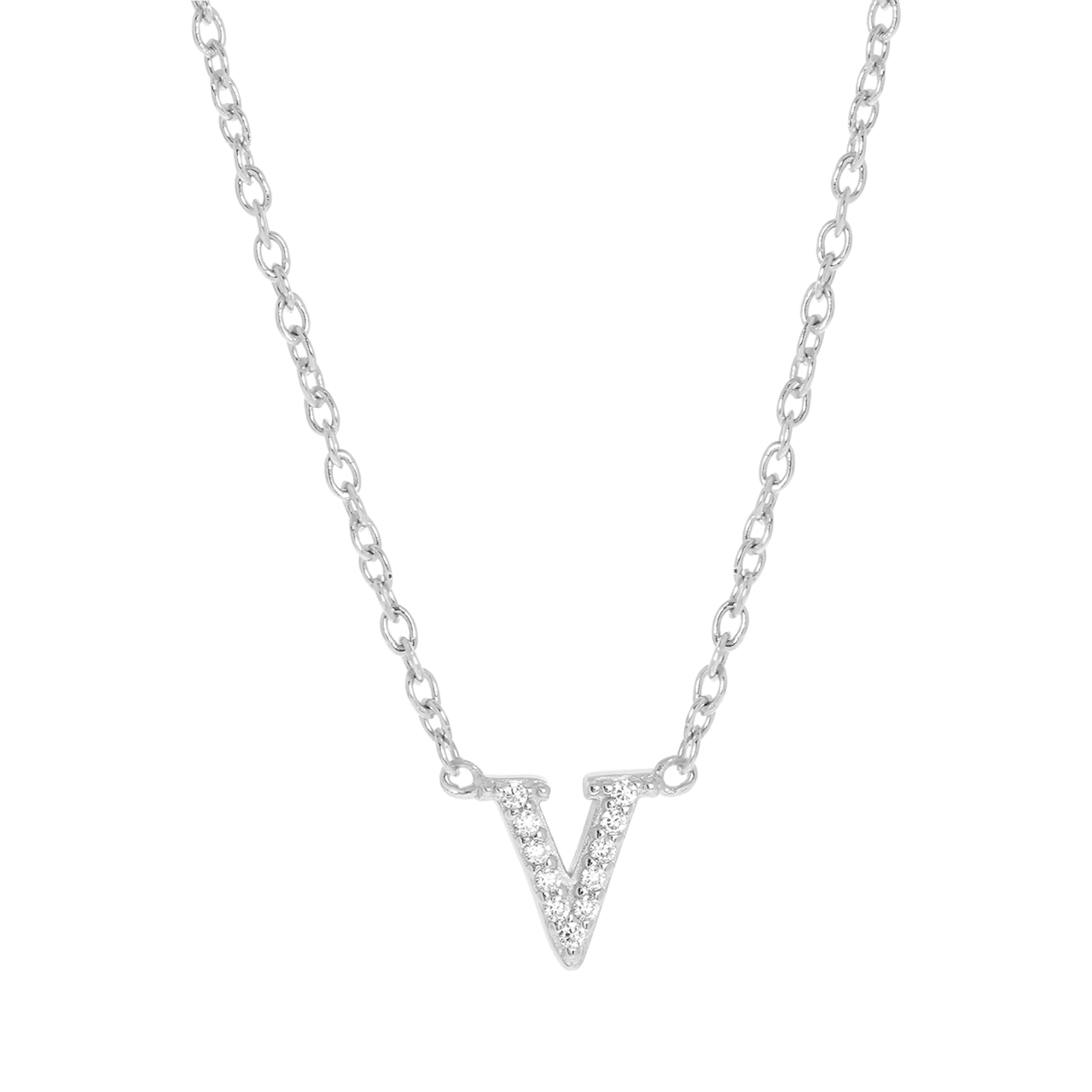 Zilveren ketting&hanger alfabet met zirkonia voor dames