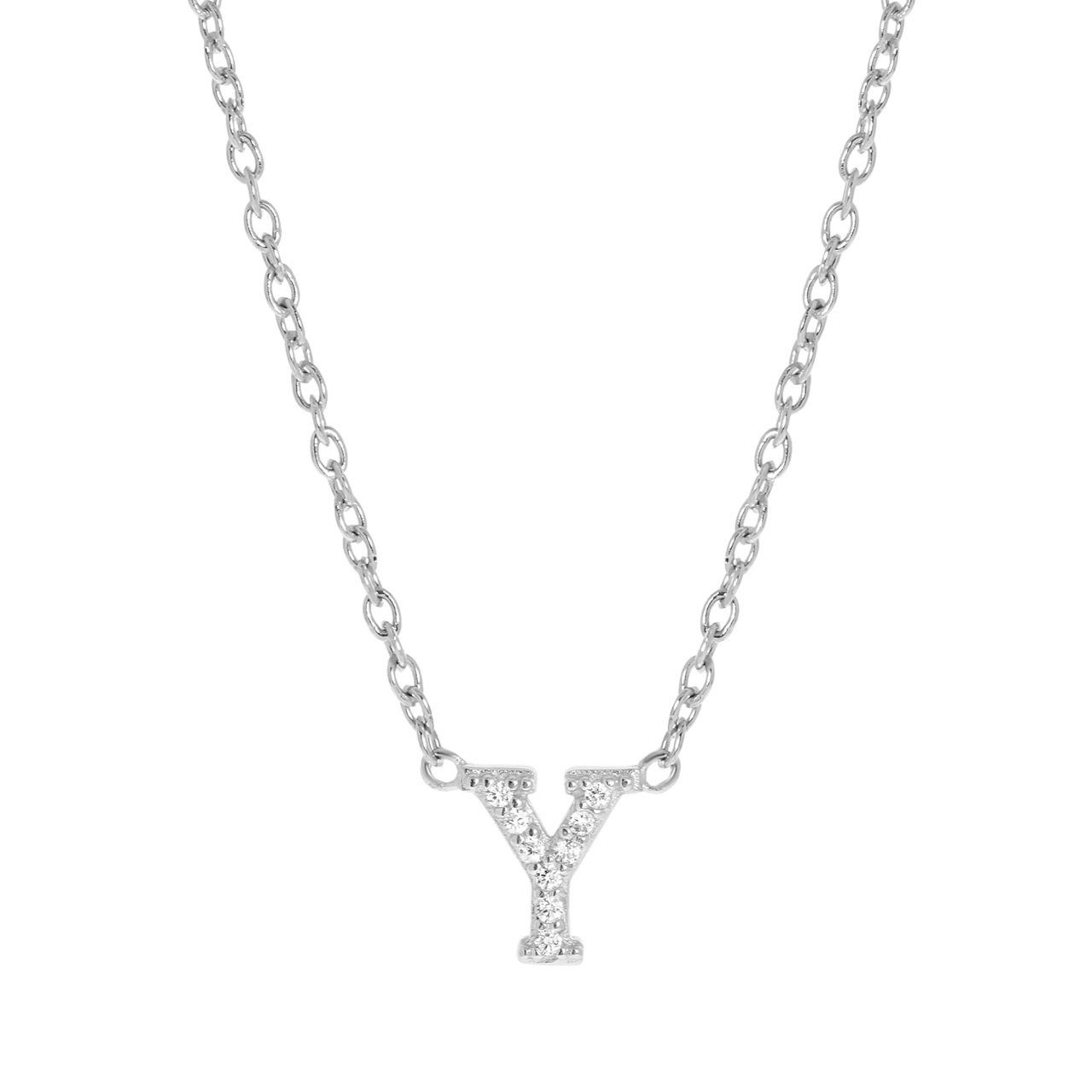 Zilveren ketting&hanger alfabet met zirkonia voor dames