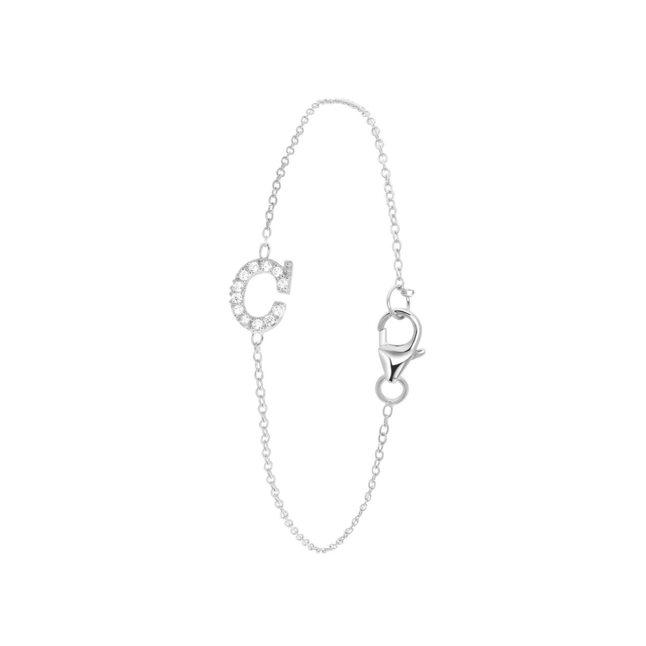 Silberarmband, Buchstabe mit Zirkonia