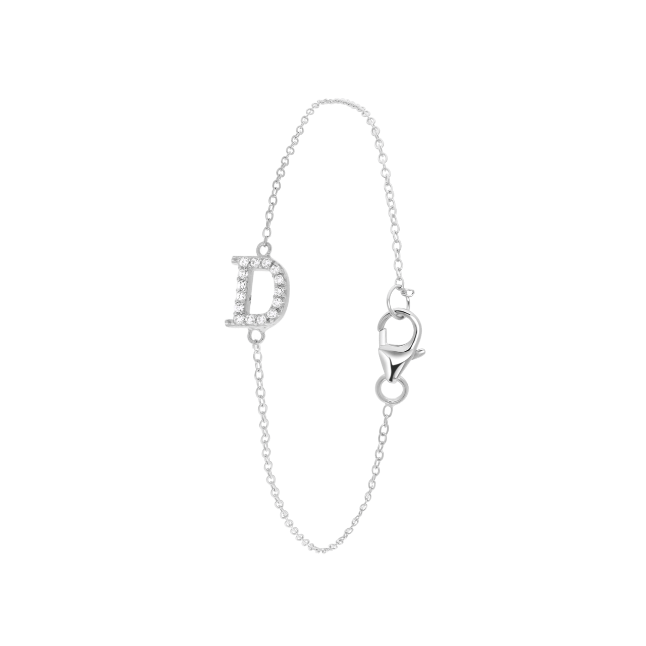 Zilveren armband alfabet met zirkonia