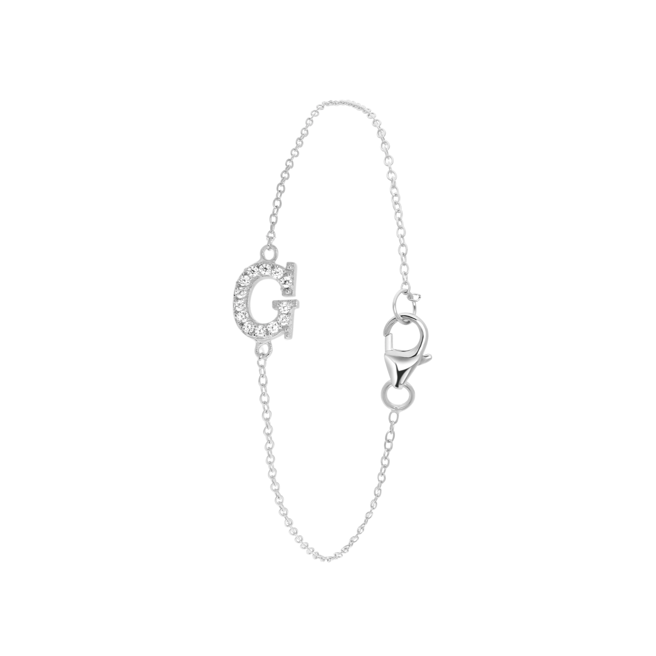 Zilveren armband alfabet met zirkonia