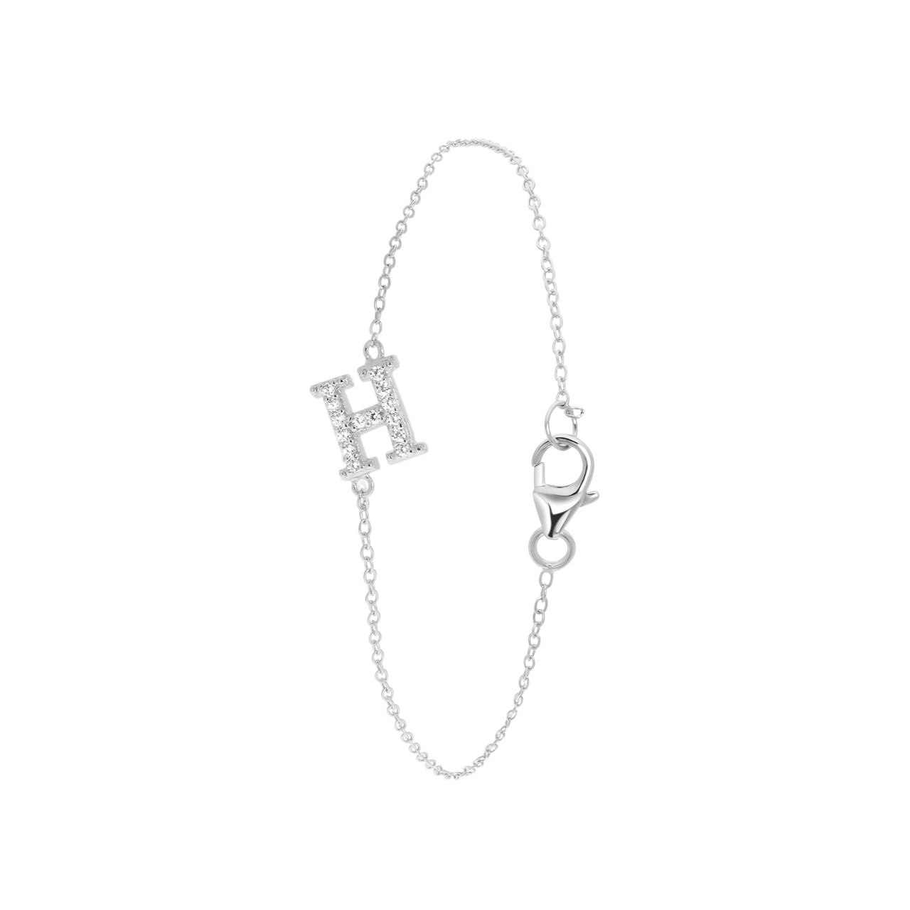 Zilveren armband alfabet met zirkonia