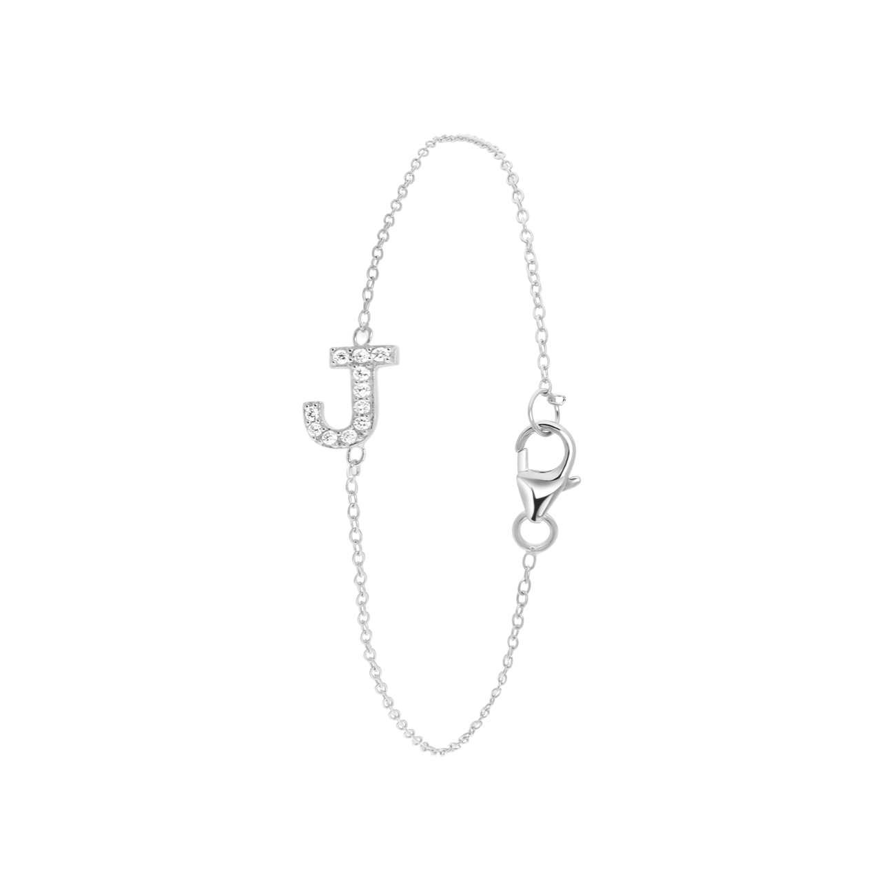 Zilveren armband alfabet met zirkonia