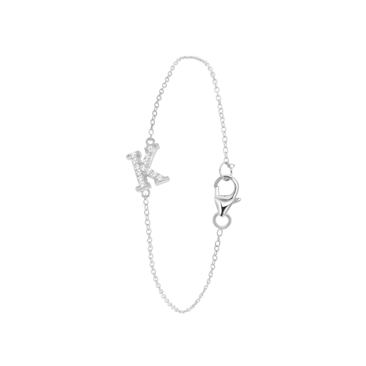 Zilveren armband alfabet met zirkonia