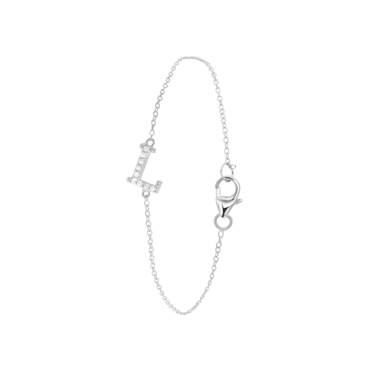 Zilveren armband alfabet met zirkonia
