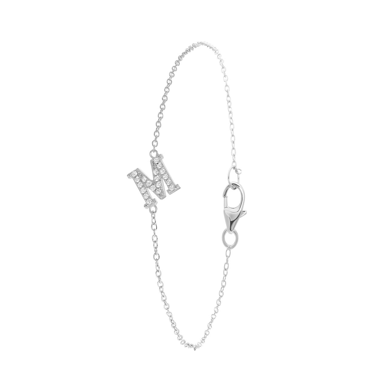 Zilveren armband alfabet met zirkonia