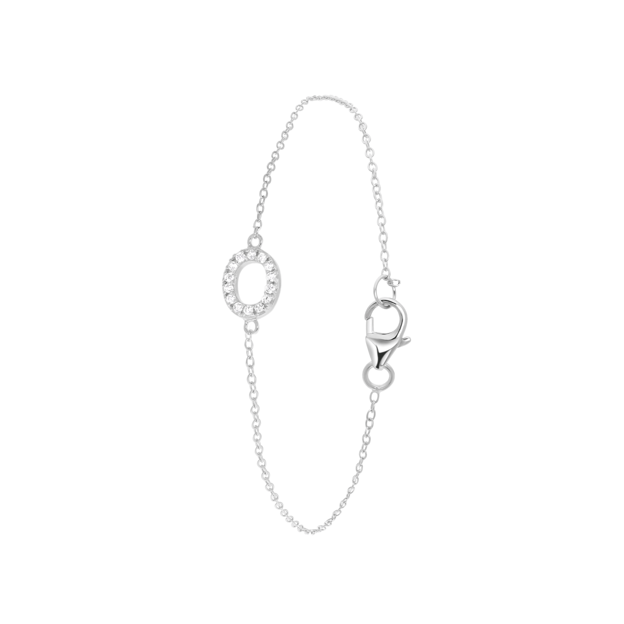 Zilveren armband alfabet met zirkonia