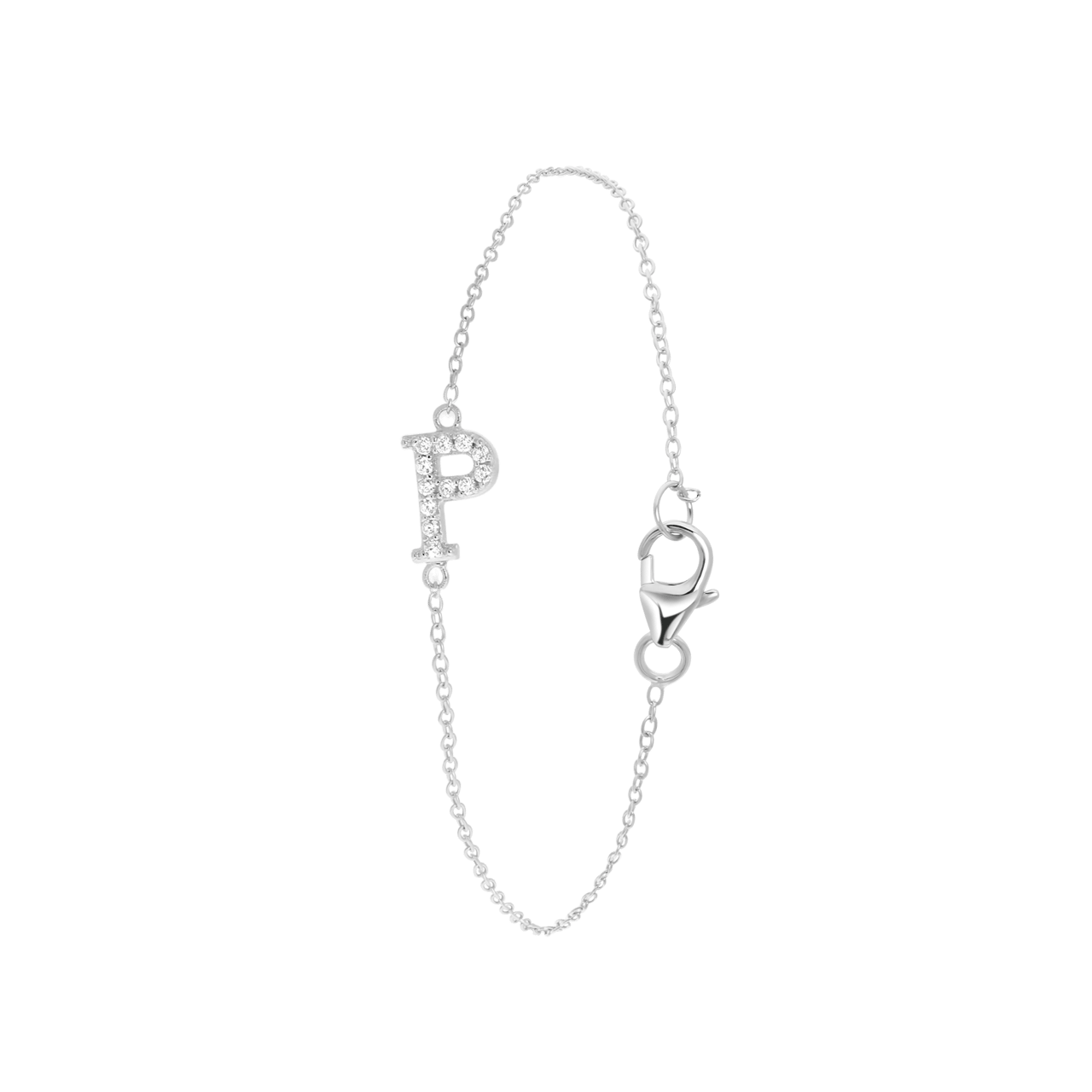 Zilveren armband alfabet met zirkonia