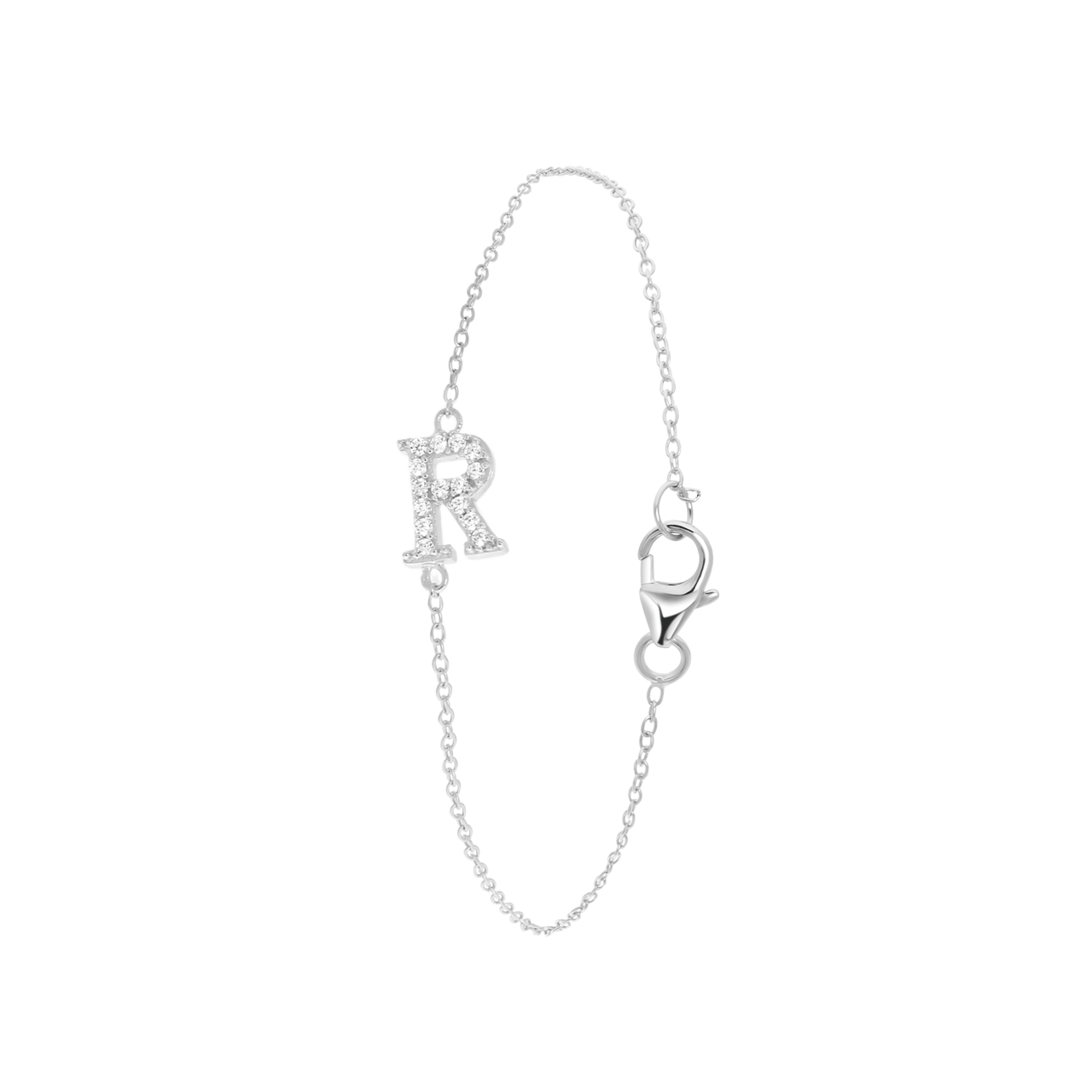 Zilveren armband alfabet met zirkonia