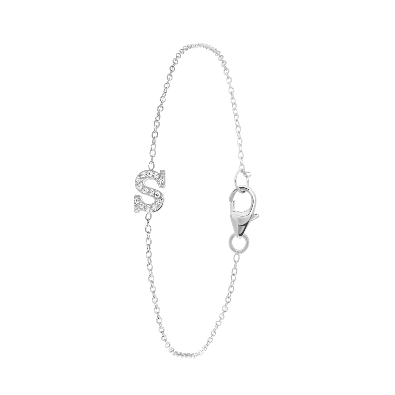 Zilveren armband alfabet met zirkonia