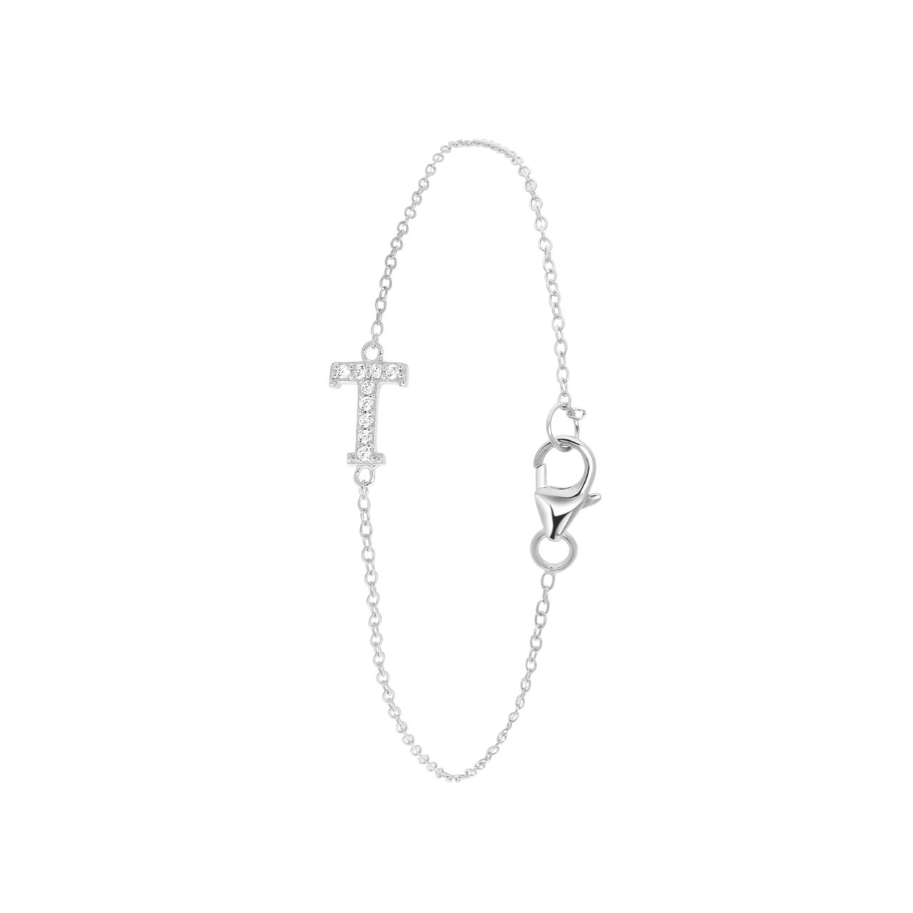 Zilveren armband alfabet met zirkonia