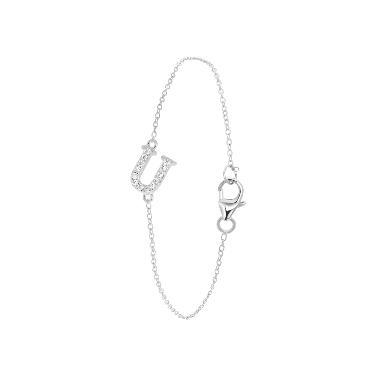 Zilveren armband alfabet met zirkonia