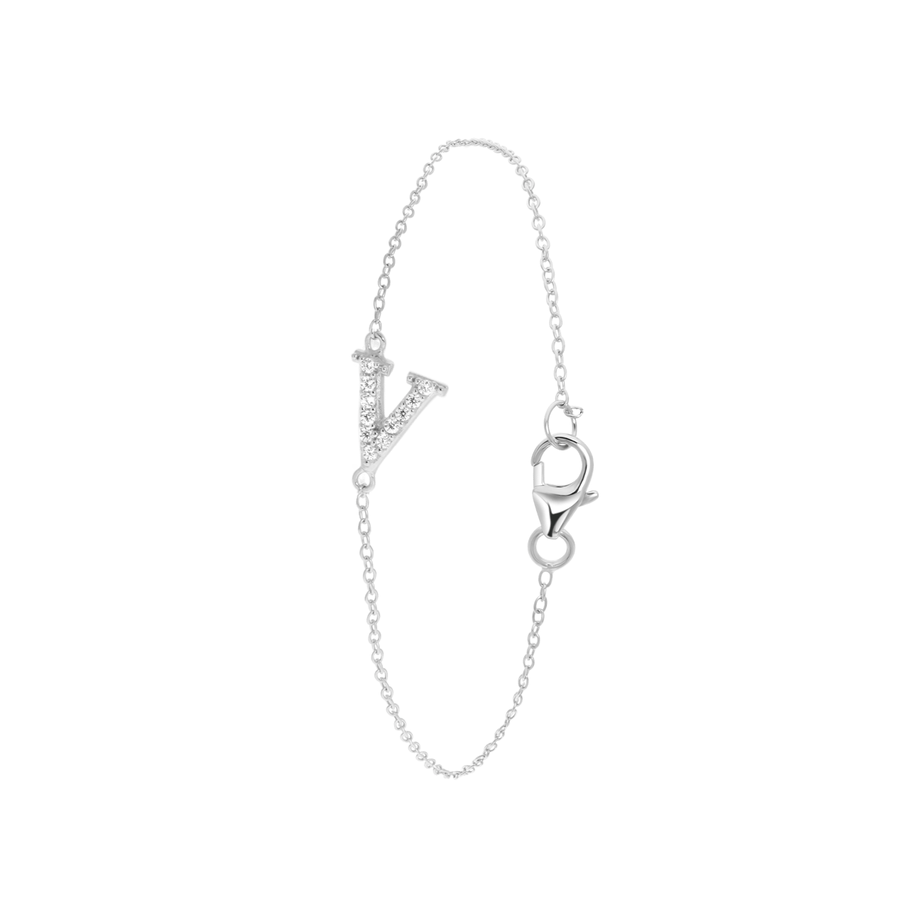 Zilveren armband alfabet met zirkonia