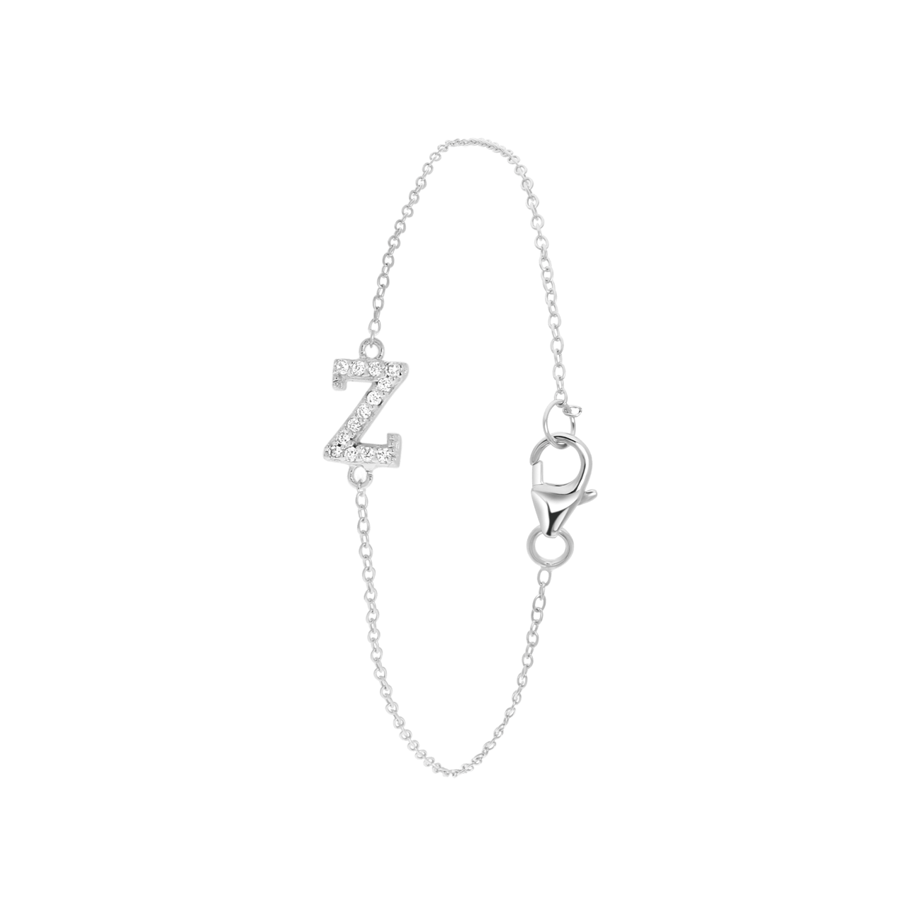 Zilveren armband alfabet met zirkonia