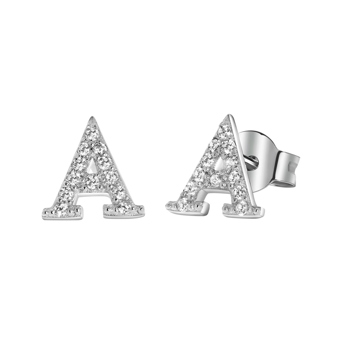 Ohrringe, 925 Silber, Buchstabe mit Zirkonia