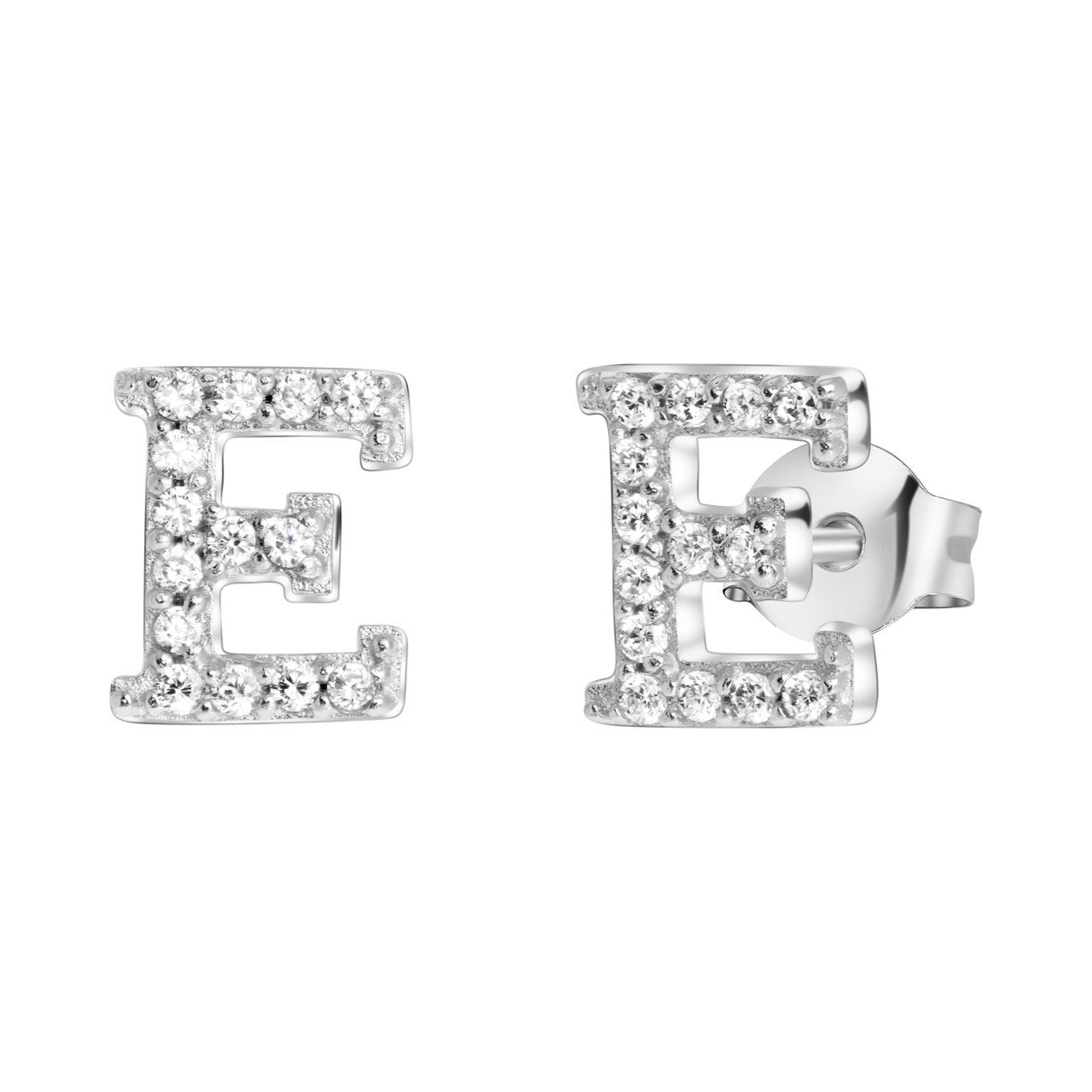 Ohrringe, 925 Silber, Buchstabe mit Zirkonia