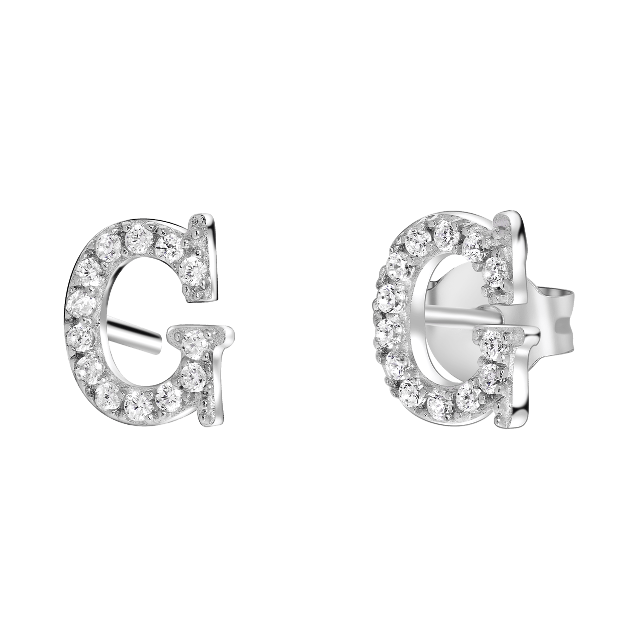 Ohrringe, 925 Silber, Buchstabe mit Zirkonia