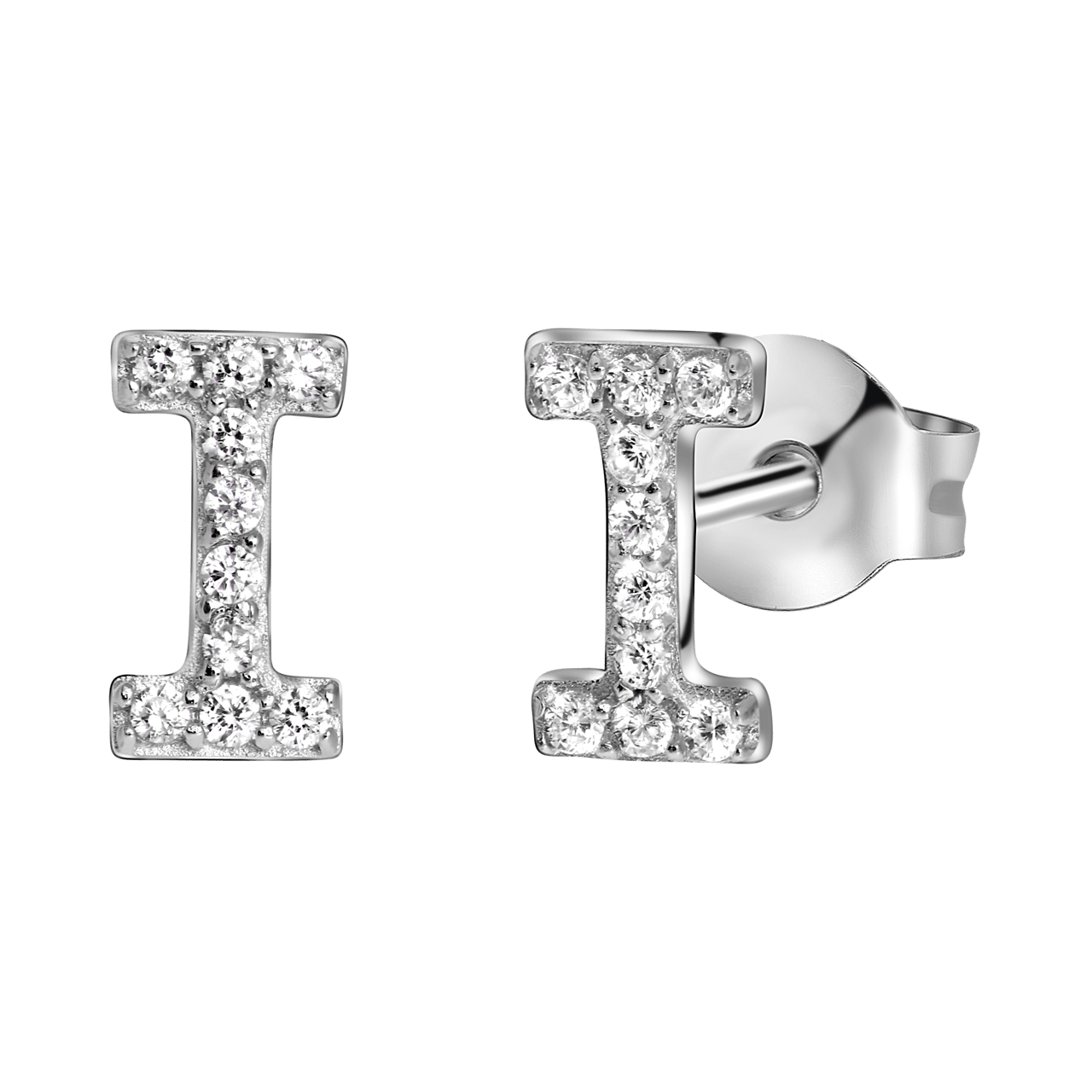 Ohrringe, 925 Silber, Buchstabe mit Zirkonia