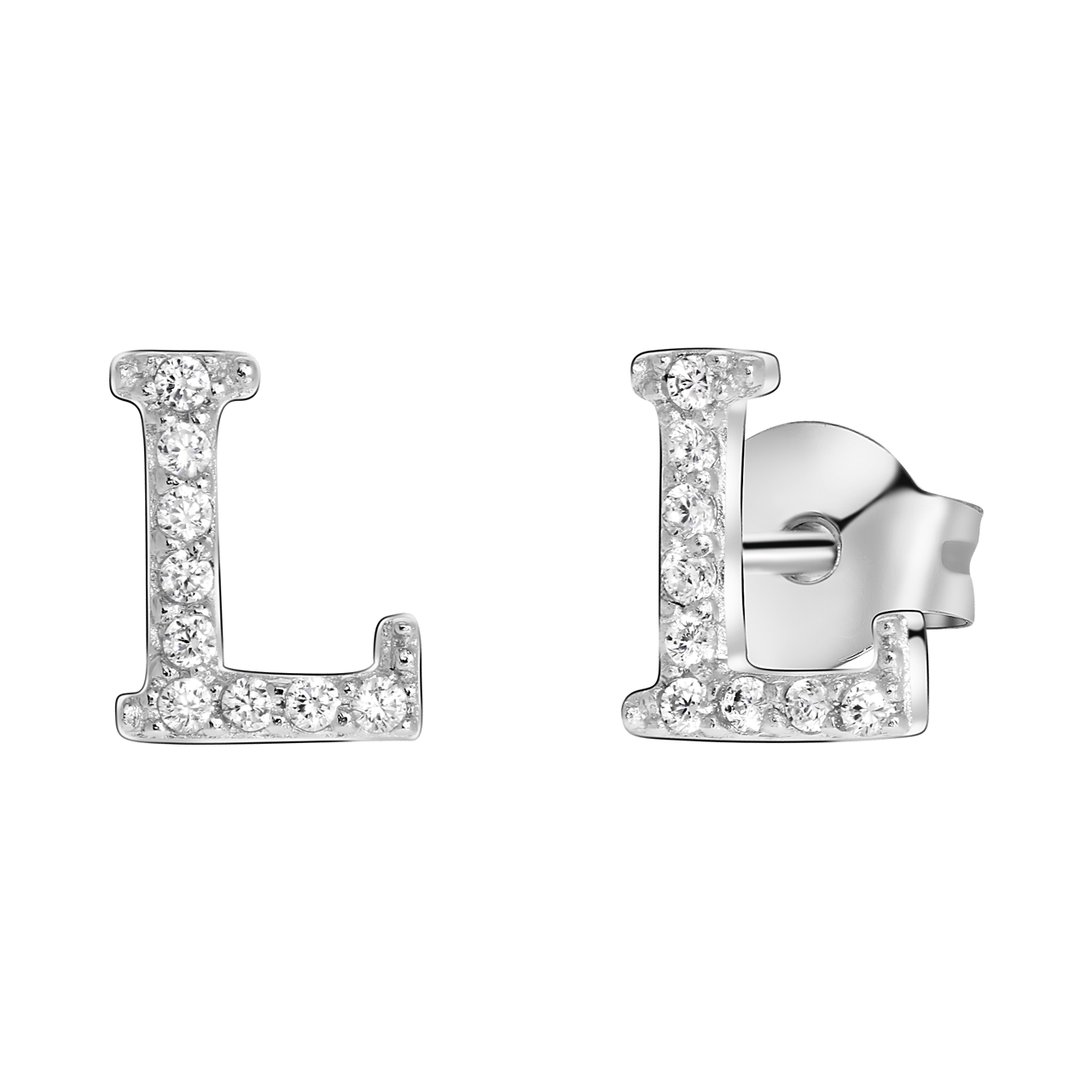 Ohrringe, 925 Silber, Buchstabe mit Zirkonia